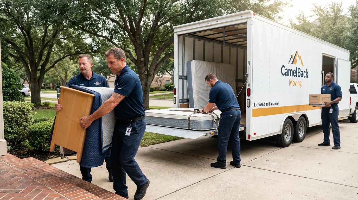 Crew loading residential truck for cross-state move from Knightstown, IN