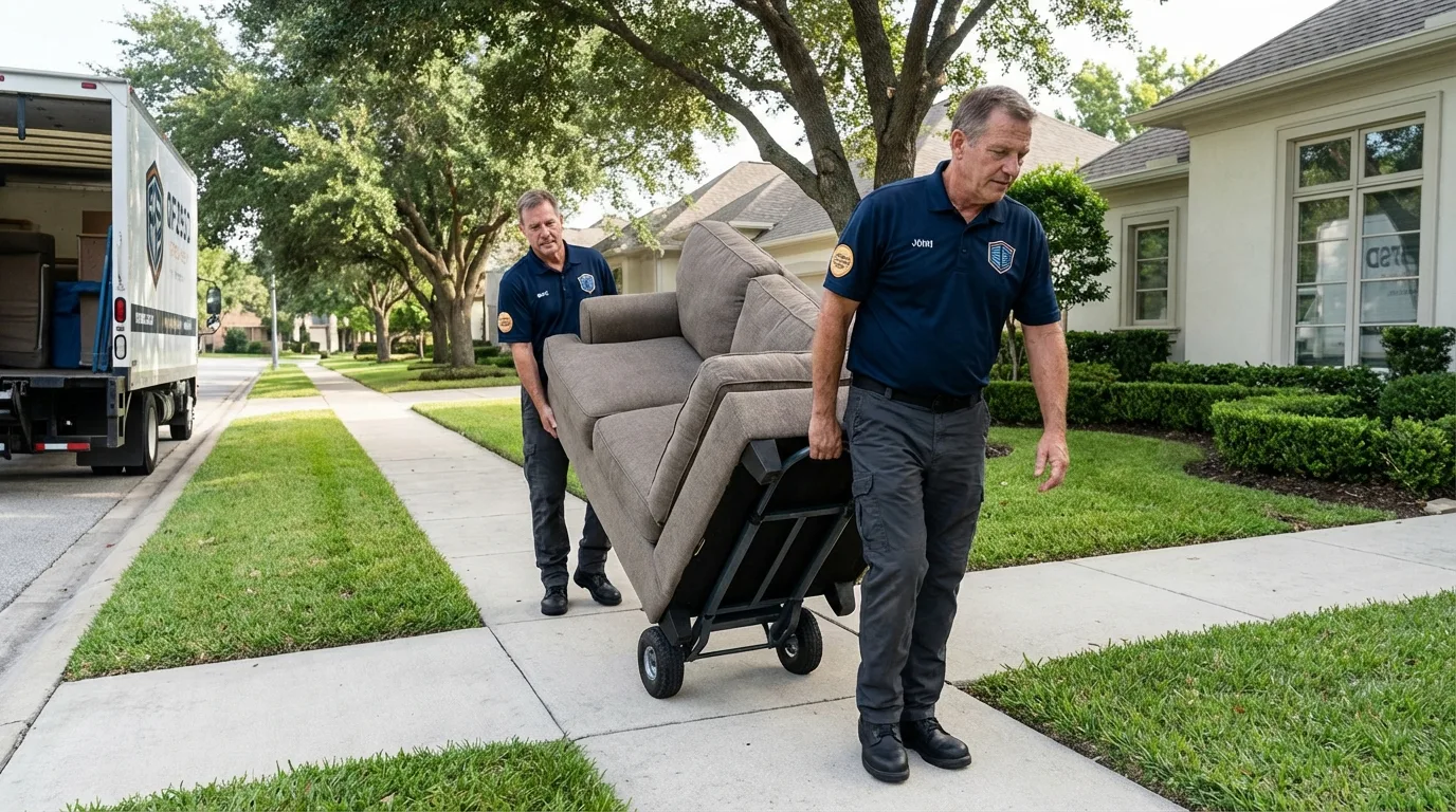 Local residential moving crew loading furniture in Knightstown, IN